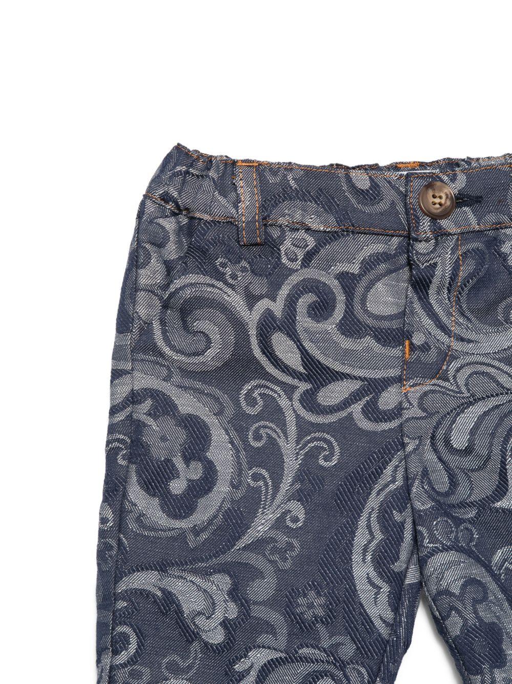 Jeans per neonato Etro Kids blu con stampa Paisley all - over - Rubino Kids