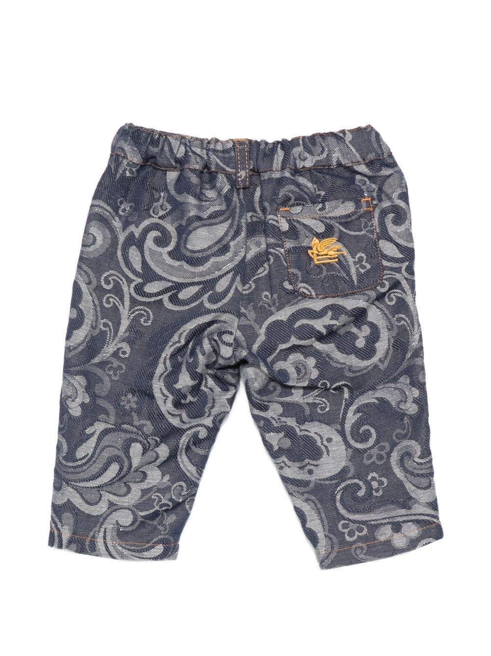 Jeans per neonato Etro Kids blu con stampa Paisley all - over - Rubino Kids