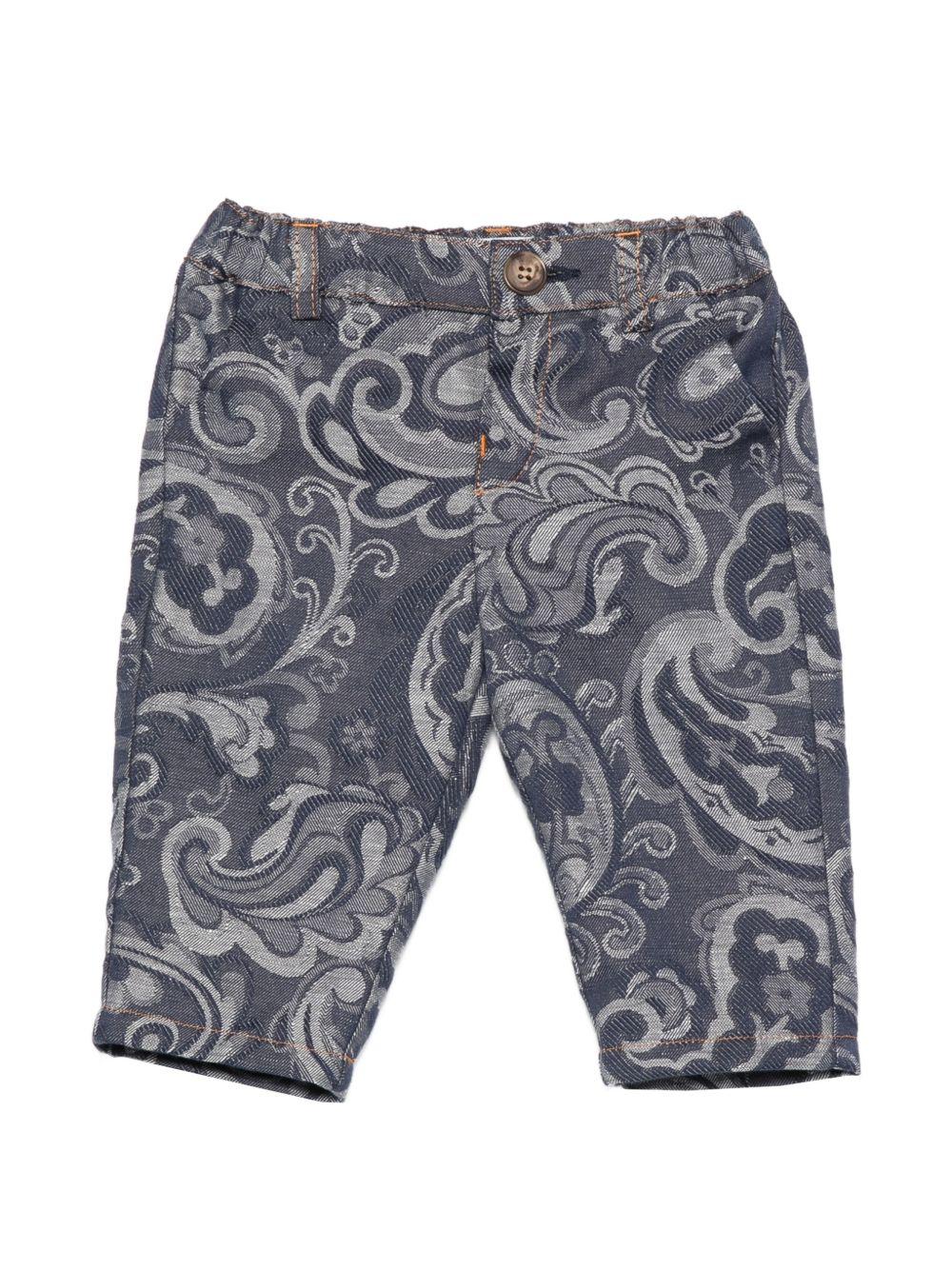 Jeans per neonato Etro Kids blu con stampa Paisley all - over - Rubino Kids