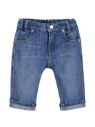 Jeans per neonato Givenchy Kids in denim con orlo risvoltato - Rubino Kids