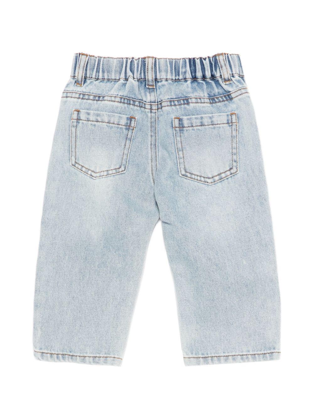Jeans per neonato Moschino Kids in denim con dettaglio applicato - Rubino Kids