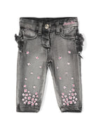 Jeans ricamati a fiori - Rubino Kids