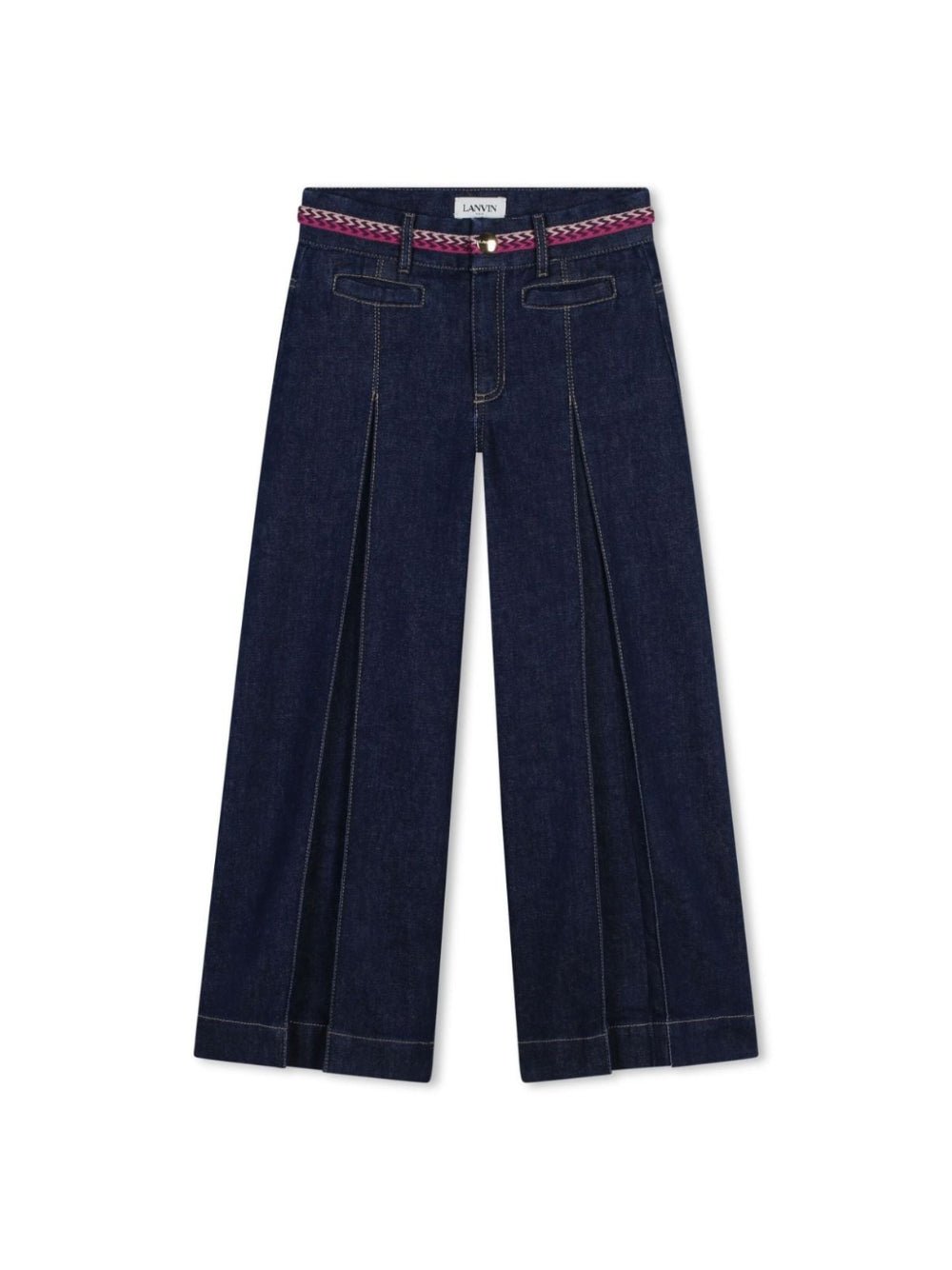 Jeans svasati con bordo a contrasto per bambina Lanvin Enfant blu con passanti - Rubino Kids