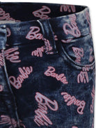 Jeans svasati per bambina Monnalisa x Barbie in denim con stampa all - over - Rubino Kids