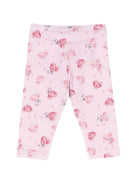 Leggings a fiori per neonata Monnalisa rosa con misto cotone - Rubino Kids