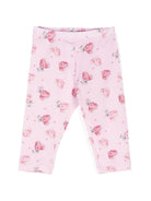 Leggings a fiori per neonata Monnalisa rosa con misto cotone - Rubino Kids