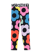 Leggings con stampa floreale per bambina Stella McCartney Kids nero con design elasticizzato - Rubino Kids