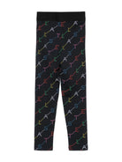 Leggings con stampa logo per bambina Stella McCartney Kids neri con design elasticizzato - Rubino Kids