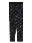 Leggings con stampa logo per bambina Stella McCartney Kids neri con design elasticizzato - Rubino Kids