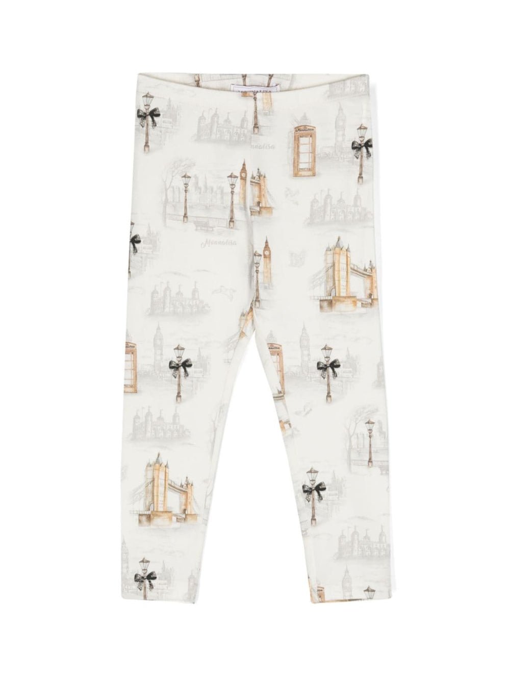 Leggings con stampa per bambina Monnalisa bianco con trama jersey - Rubino Kids