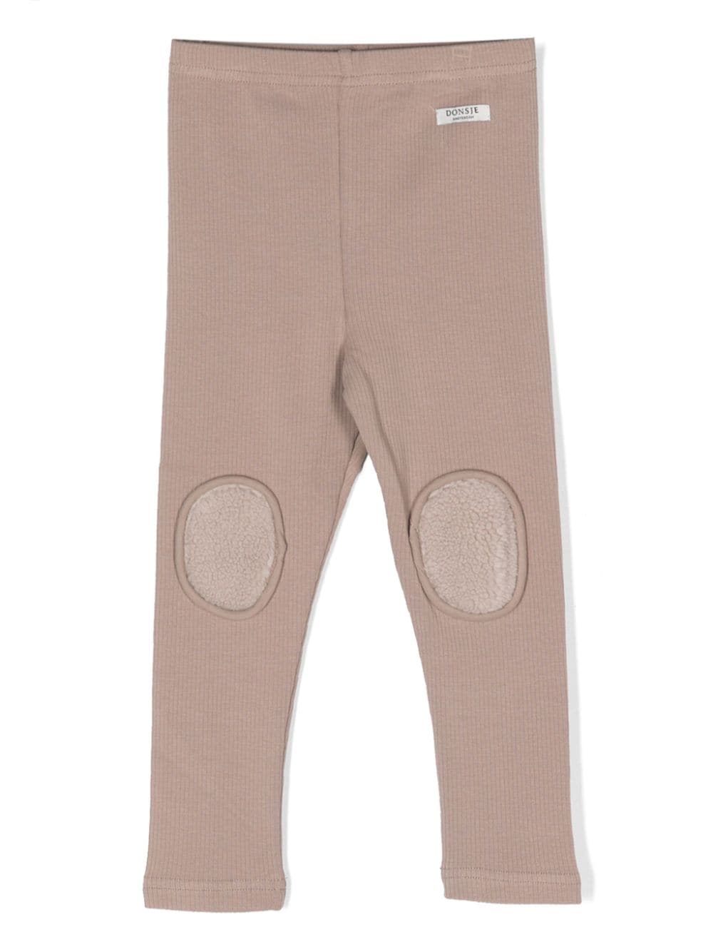 Leggings per bambina Donsje Keene beige con ginocchia in finta pelliccia - Rubino Kids