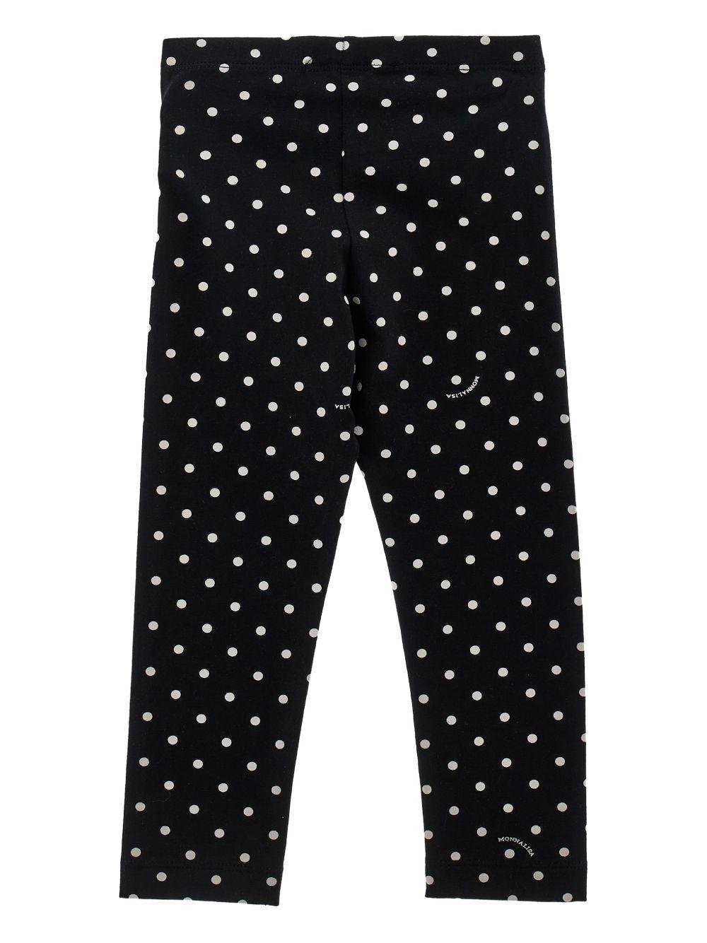 Leggings per bambina Monnalisa nero con motivo a pois - Rubino Kids