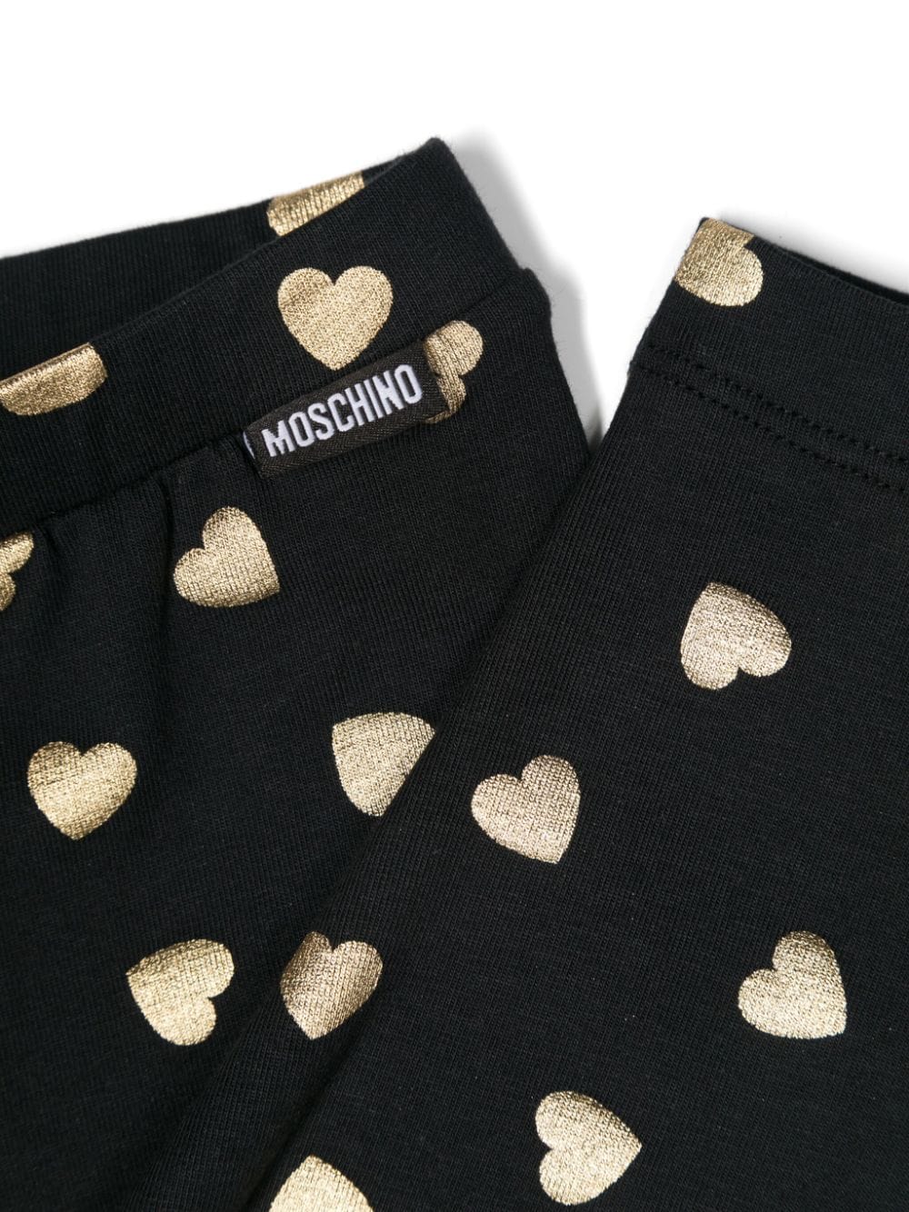 Leggings per neonata Moschino Kids nero con stampa cuori - Rubino Kids