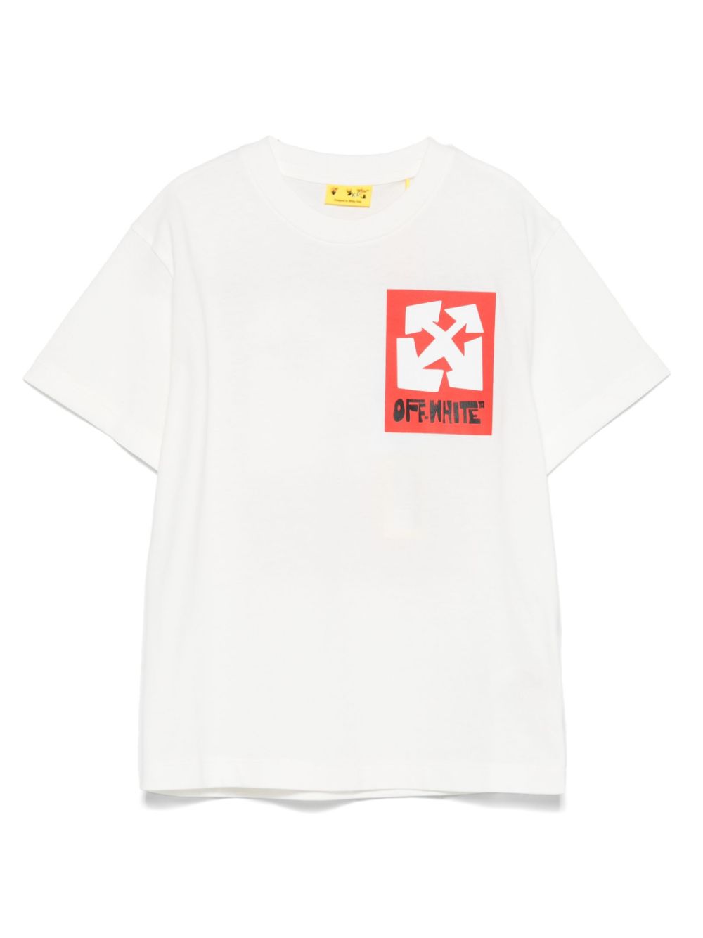 Maglietta con etichetta grande per bambino Off - White Kids bianco con girocollo - Rubino Kids