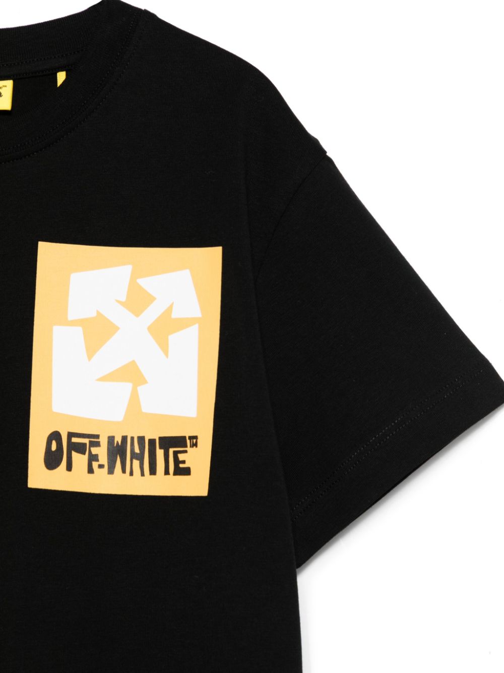 Maglietta con etichetta grande per bambino Off - White Kids nero con girocollo - Rubino Kids