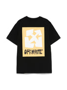 Maglietta con etichetta grande per bambino Off - White Kids nero con girocollo - Rubino Kids