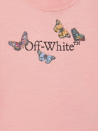 Maglietta con stampa farfalle per neonata Off - White Kids rosa con orlo dritto - Rubino Kids