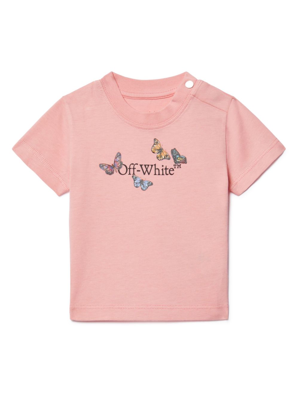 Maglietta con stampa farfalle per neonata Off - White Kids rosa con orlo dritto - Rubino Kids