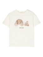 Maglietta per bambino Palm Angels Kids beige in cotone Broken Bear - Rubino Kids