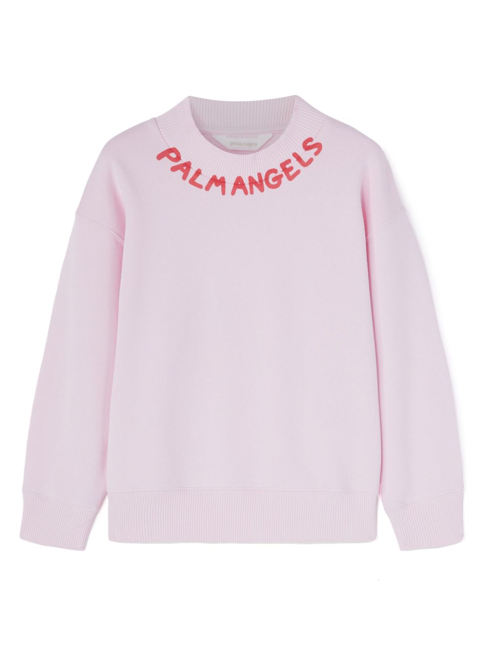 Maglioncino con stampa per bambina Palm Angels Kids rosa con rifinitura a coste - Rubino Kids