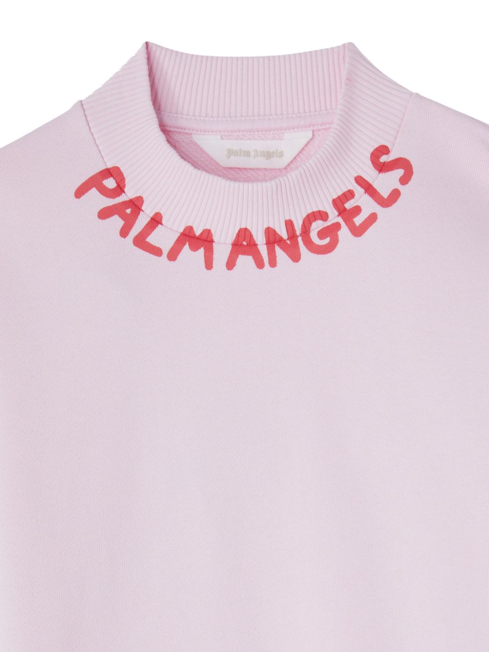 Maglioncino con stampa per bambina Palm Angels Kids rosa con rifinitura a coste - Rubino Kids