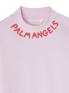 Maglioncino con stampa per bambina Palm Angels Kids rosa con rifinitura a coste - Rubino Kids