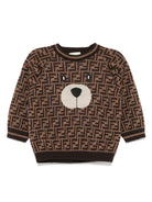 Maglioncino per neonato Fendi Kids marrone con logo all - over - Rubino Kids