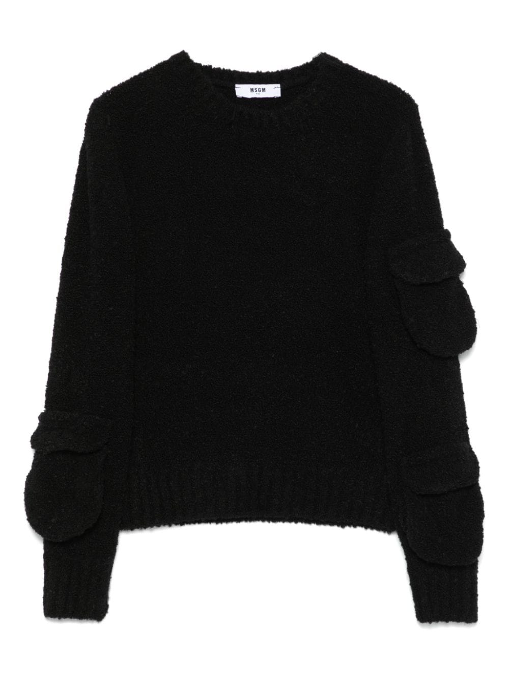 Maglione a maniche lunghe per bambino MSGM Kids nero con scollo rotondo - Rubino Kids