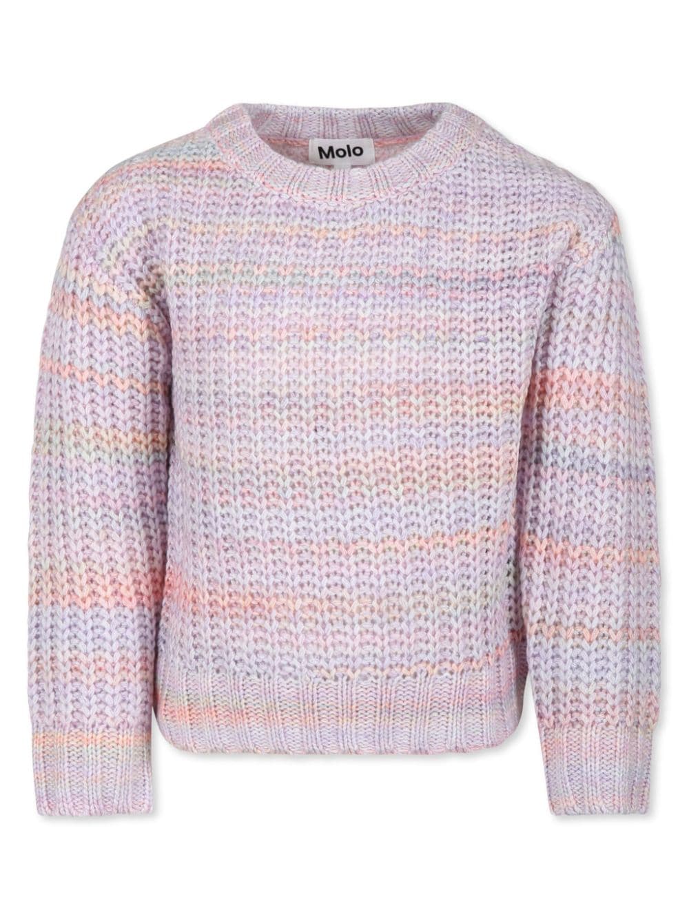 Maglione a righe per bambina Molo rosa con colletto a coste - Rubino Kids