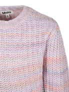 Maglione a righe per bambina Molo rosa con colletto a coste - Rubino Kids