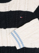 Maglione a righe per bambino Tommy Hilfiger bianco con girocollo - Rubino Kids