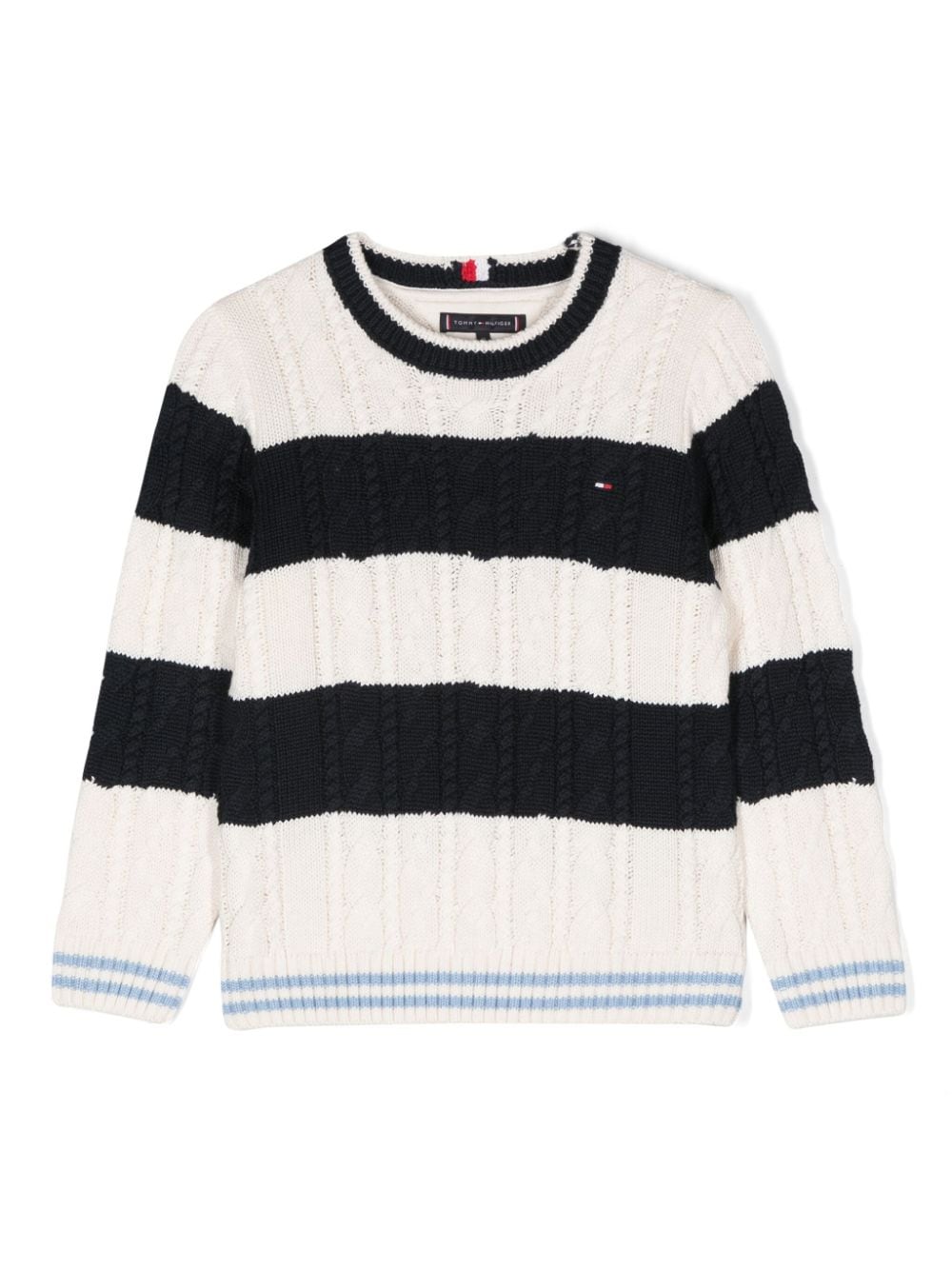 Maglione a righe per bambino Tommy Hilfiger bianco con girocollo - Rubino Kids