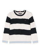 Maglione a righe per bambino Tommy Hilfiger bianco con girocollo - Rubino Kids