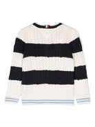 Maglione a righe per bambino Tommy Hilfiger bianco con girocollo - Rubino Kids