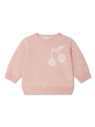 Maglione Almire con effetto jacquard per neonata Bonpoint rosa con girocollo - Rubino Kids