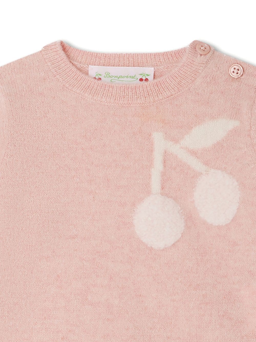 Maglione Almire con effetto jacquard per neonata Bonpoint rosa con girocollo - Rubino Kids