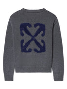 Maglione Arrow Chunky per bambino Off - White Kids grigio con logo spazzolato - Rubino Kids