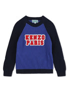 Maglione blu per bambino con design color - block Kenzo Kids - Rubino Kids