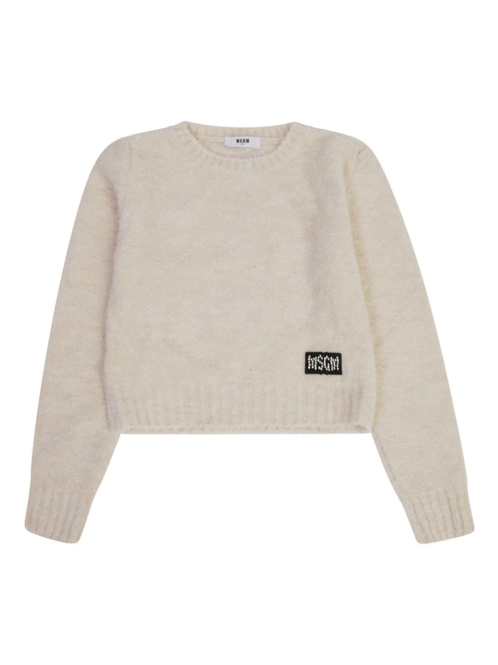 Maglione bouclé per bambina MSGM Kids beige con girocollo - Rubino Kids