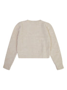 Maglione bouclé per bambina MSGM Kids beige con girocollo - Rubino Kids