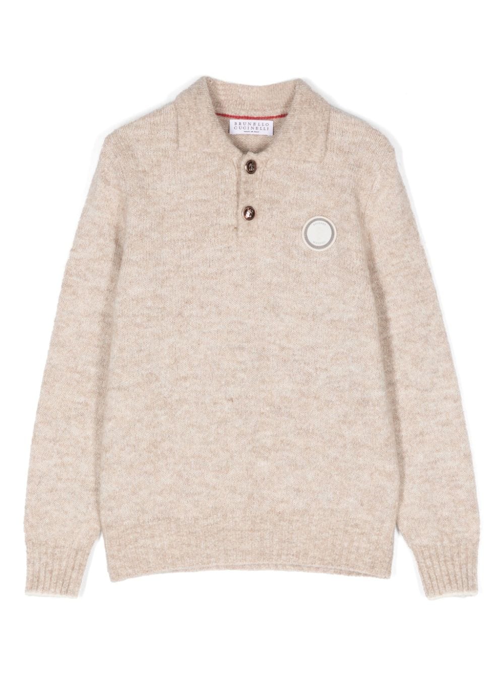 Maglione con applicazione per bambino Brunello Cucinelli Kids beige con orlo dritto - Rubino Kids