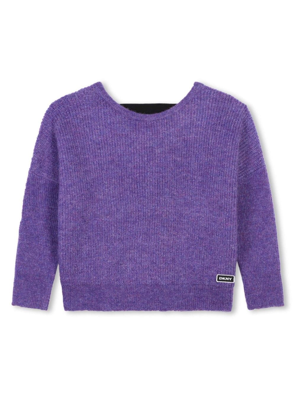 Maglione con banda logo per bambina Dkny Kids viola con scollo rotondo - Rubino Kids