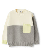 Maglione con design color - block per bambina Il Gufo grigio con maniche lunghe - Rubino Kids