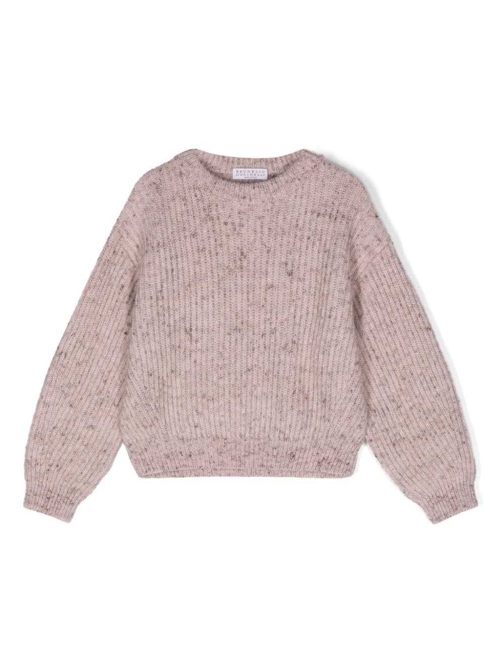 Maglione con effetto mélange per bambina Brunello Cucinelli Kids rosa con dettaglio lurex - Rubino Kids