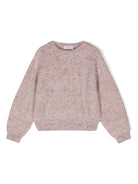 Maglione con effetto mélange per bambina Brunello Cucinelli Kids rosa con dettaglio lurex - Rubino Kids