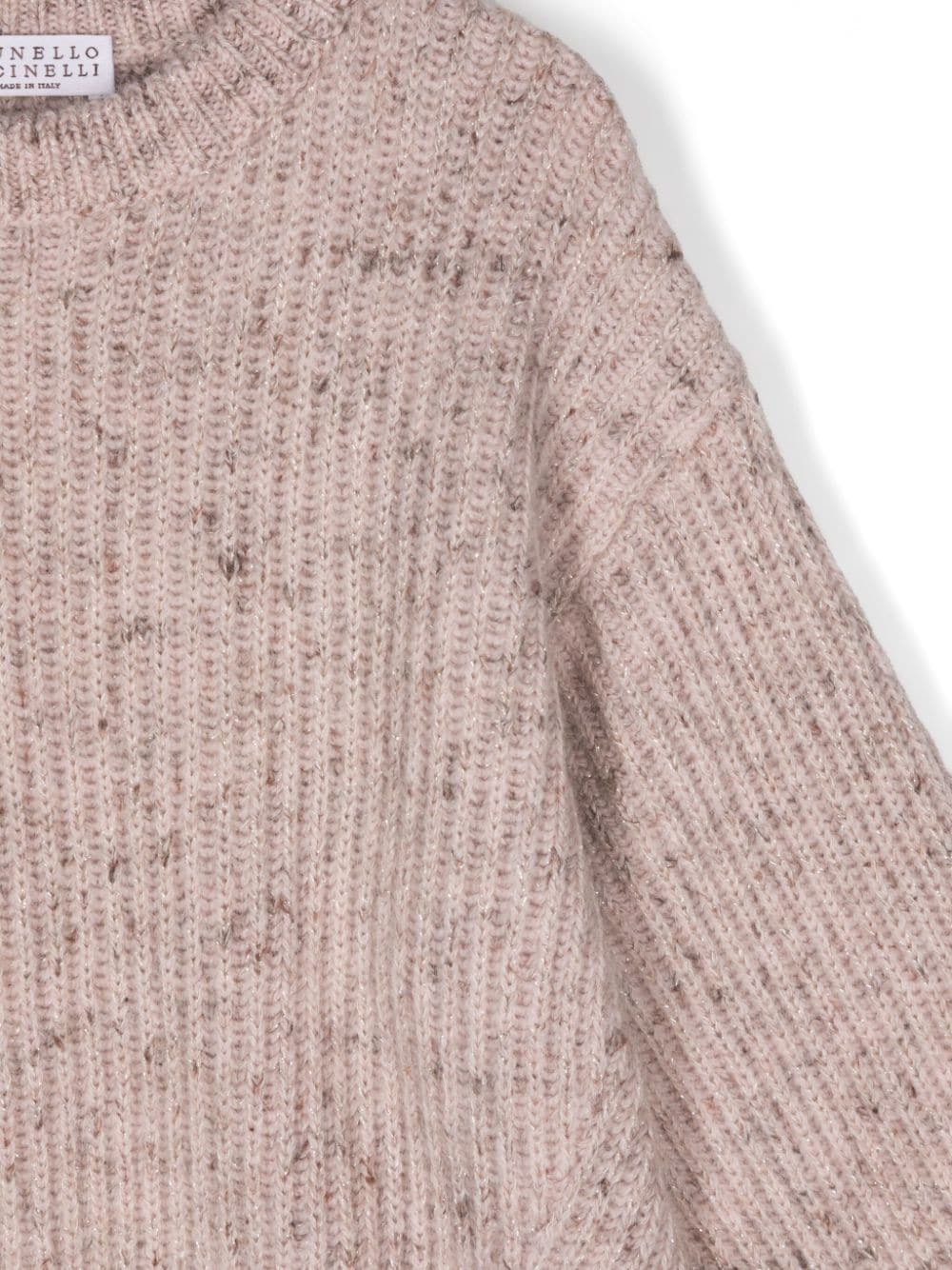 Maglione con effetto mélange per bambina Brunello Cucinelli Kids rosa con dettaglio lurex - Rubino Kids