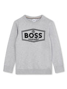 Maglione con intarsi per bambino BOSS Kidswear grigio con scollo rotondo - Rubino Kids