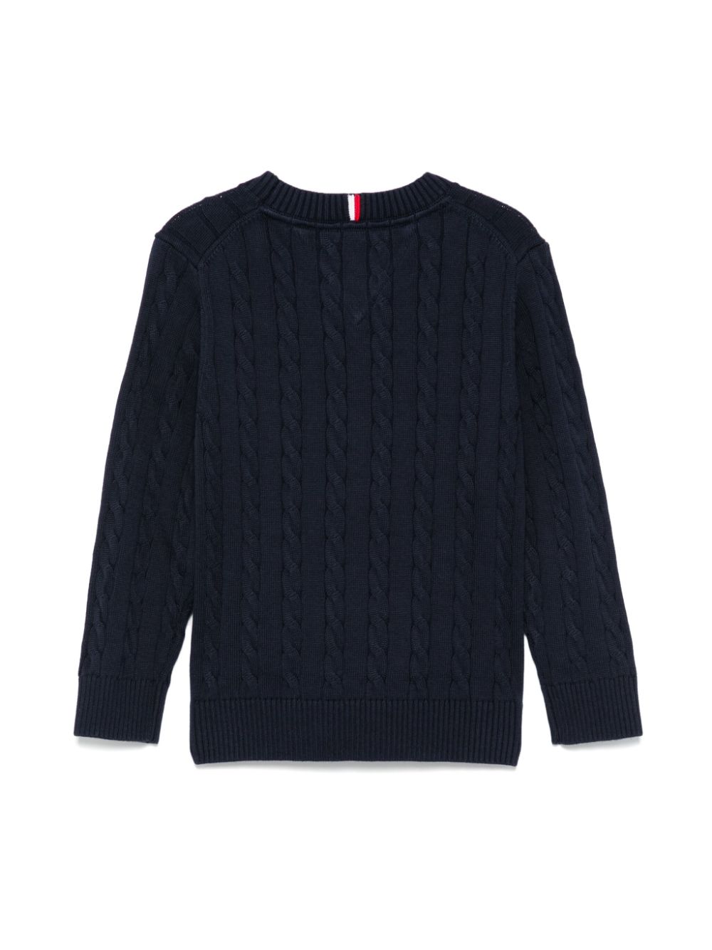 Maglione con lavorazione intrecciata per bambino Tommy Hilfiger Junior blu con logo sul petto - Rubino Kids