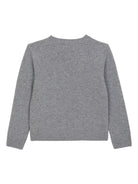 Maglione con logo per bambina Balmain Kids grigio con scollo rotondo - Rubino Kids