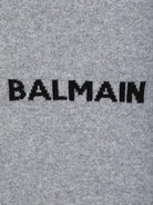 Maglione con logo per bambina Balmain Kids grigio con scollo rotondo - Rubino Kids